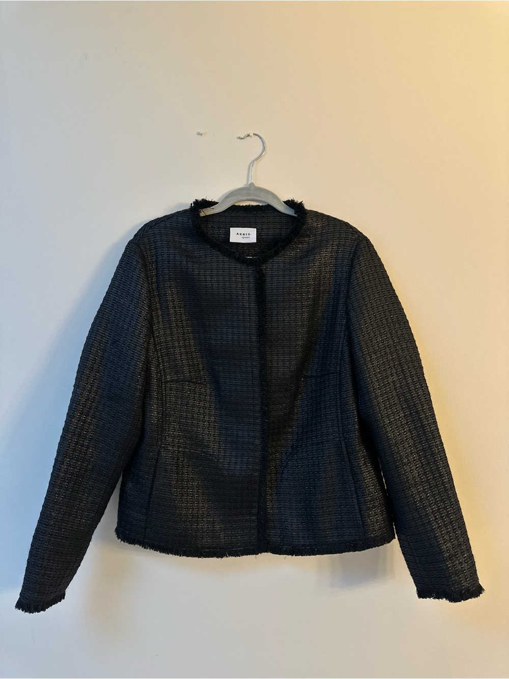 Akris Punto Women's Black Textured Tweed Jacket size 16